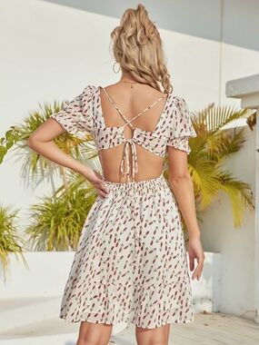 Open-Back Flutter Sleeve Dress